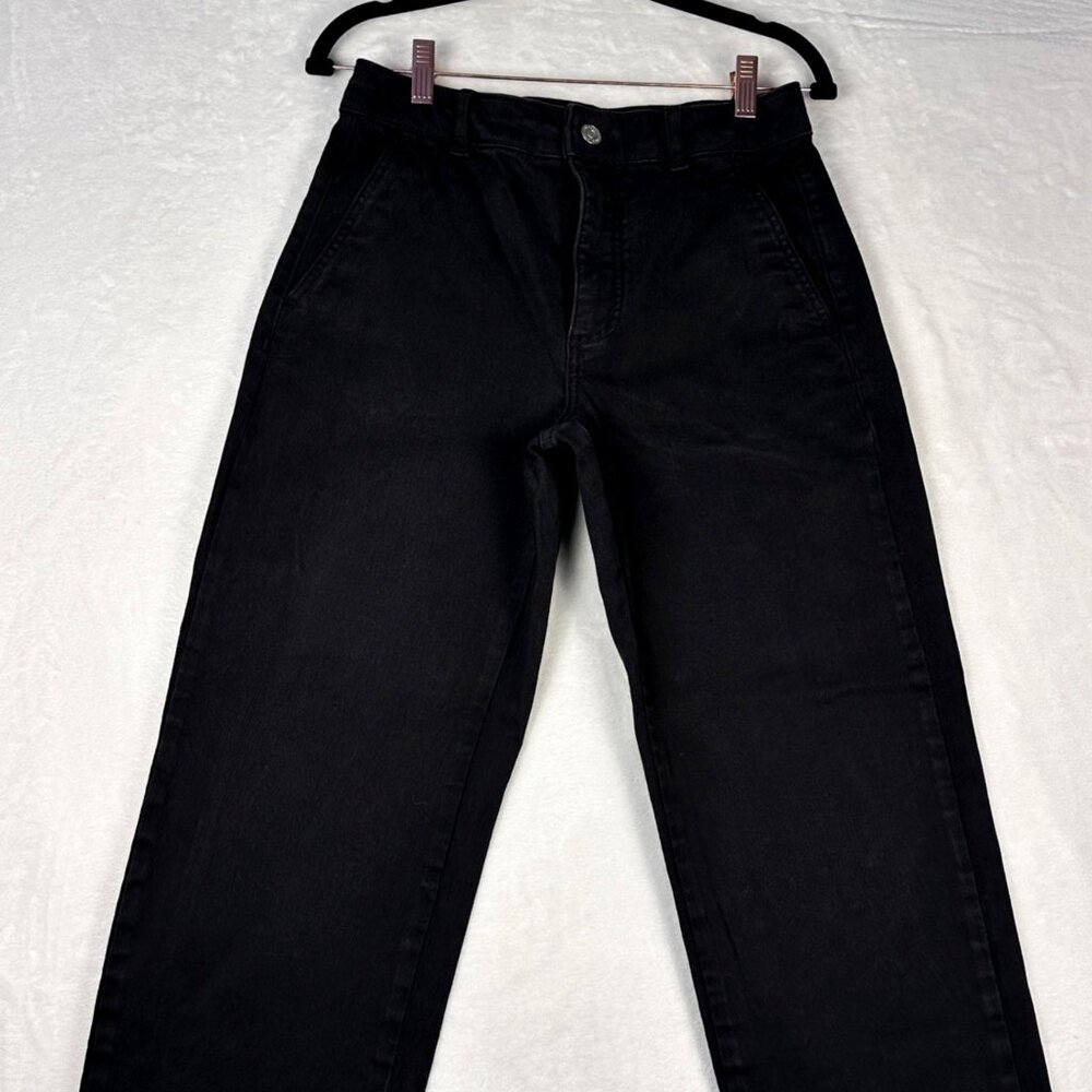 Everlane The Barrel Pant Black 4R High Rise Wide Leg Ankle Crop Organic Cotton - Picture 8 of 10